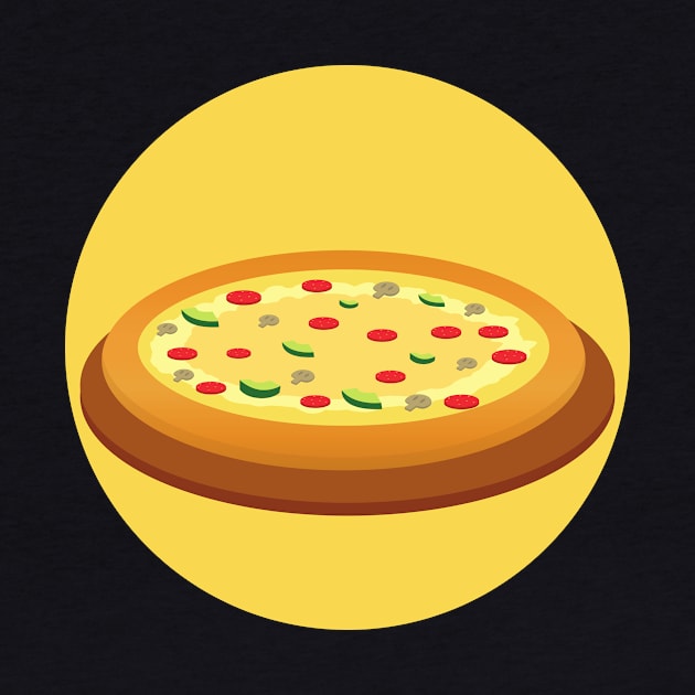 Pizza in Yellow Circle by InkyArt